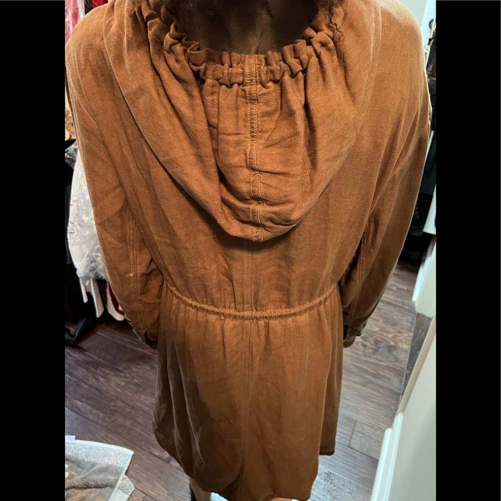 Free People Tan Parker Hooded Jacket Sz10 - Picture 9 of 16